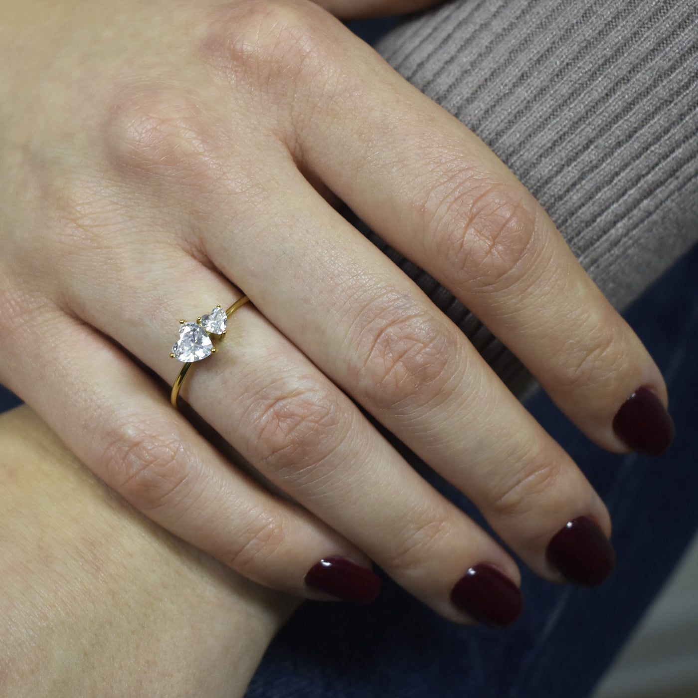Anello Crystal Double Heart