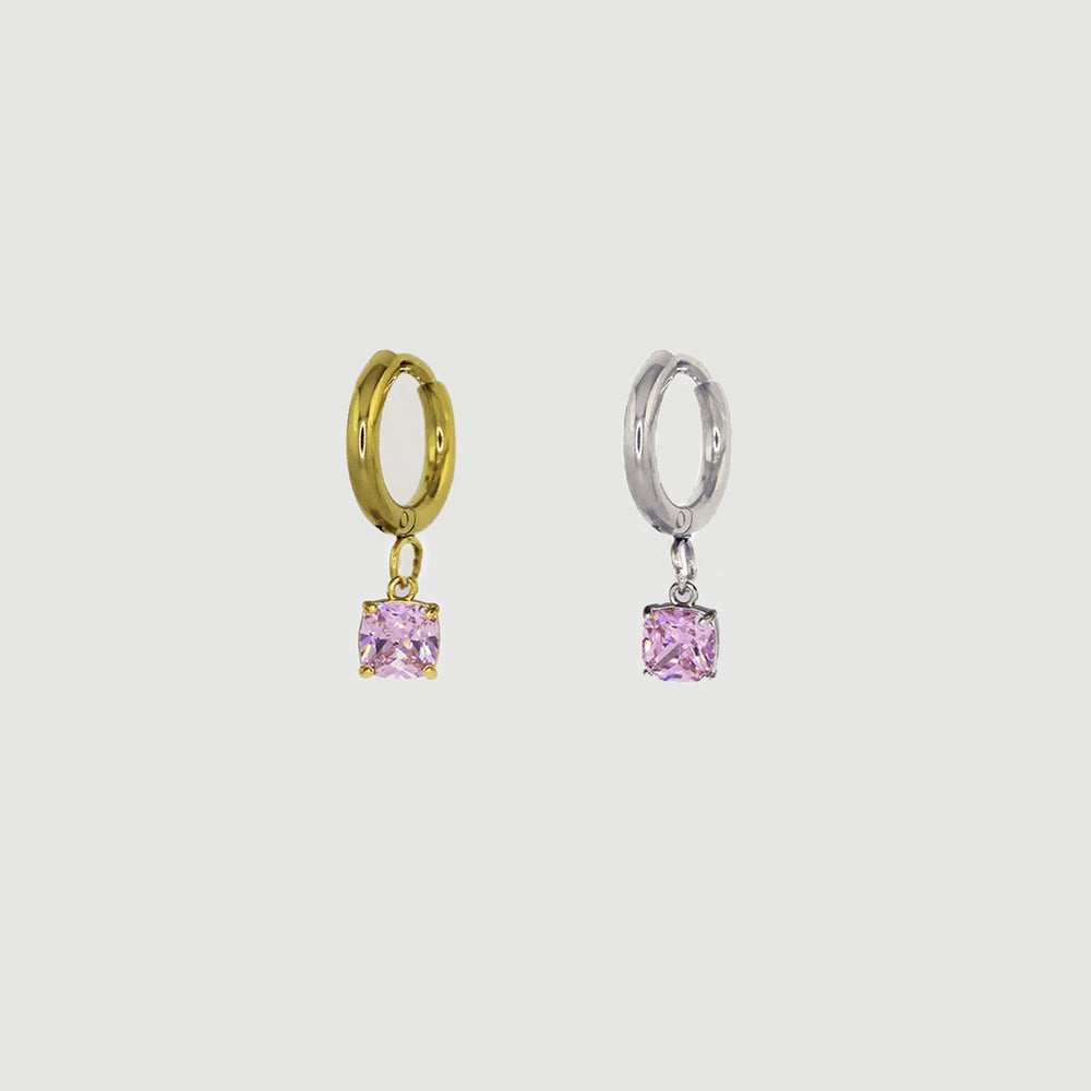 Orecchini Hoop Pink Square