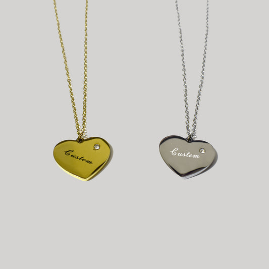 Collana Shiny Flat Heart con Incisione